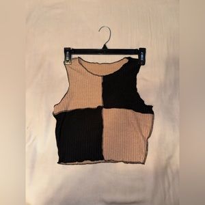 Black And Tan Crop Top